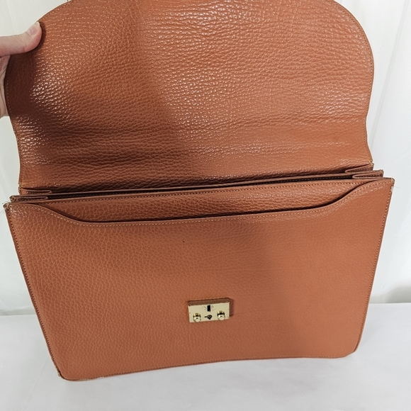 Vintage Dooney & Bourke camel brown leather folio briefcase with lock and key - Picture 11 of 16
